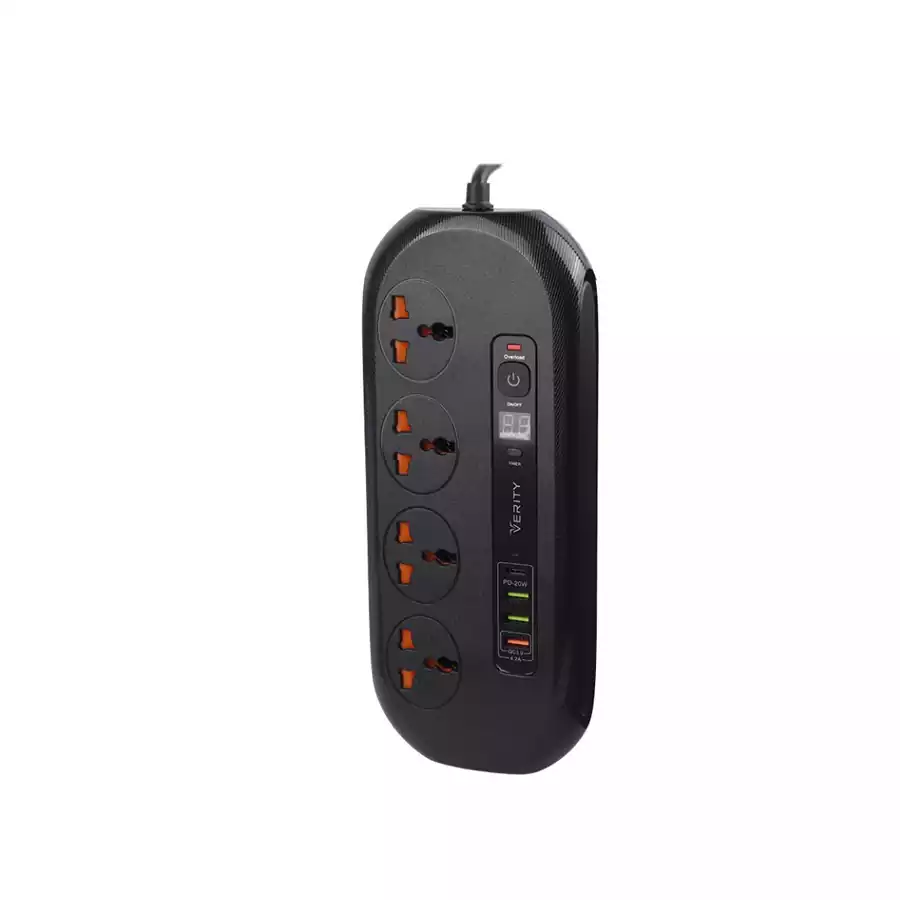 رابط برق شارژردار وریتی ۴ خانه + USB / Type-C